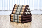 Leewadee - Comfortable Japanese Floor Mattress - Thai Floor Bed with Triangle Cushion - Futon Mattress - Thai Massage Mat, 67 x 21 inches, Brown, Kapok Filling