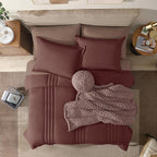 Monbix King Size Comforter Set - 7 Pieces Bed in a Bag King, Dark Red Bedding Sets with Comforter, All Seasons Down Alternative Comforter Bed Set with Sheets, Pillowcases & Shams