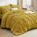 Bedsure Full Comforter Set Mustard Yellow - Bed in a Bag Full Size Bedding Set 7 Pieces, GentleSoft™ Pintuck Bed Set Gift for Family, Pinch Pleat All Season Comforter with Sheets, Pillowcases & Shams