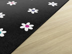 Flagship Carpets Schoolgirl Style Small Daisies on Black Educational Area Rug for Kids Room Seating Décor, Children's Classroom, Play Carpet for Teaching and Playroom, 7'6 "x 12'