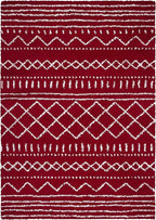 SAFAVIEH Arizona Shag Collection Area Rug - 5'1" x 7'6", Red & Ivory, Moroccan Design, Non-Shedding & Easy Care, 1.6-inch Thick Ideal for High Traffic Areas in Living Room, Bedroom (ASG741Q)