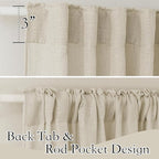 RYB HOME Linen Sheer Curtains 84 inches Length, Glare Light Filter Privacy Sheer Drapes Classy Solid Panels for Wedding Ceremony Farmhouse Balcony Terrace, Beige, W 70 x L 84 inches, Set of 2