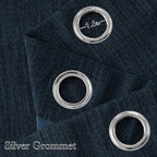 NICETOWN Short Faux Linen Navy Blue Blackout Curtains 63 inches Long for Kitchen - Privacy Panels for Living Room Bedroom, Modern Farmhouse Style Easy Care Grommet Top, 2 Panels, W42 by L63