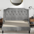 ZINUS Kellen Upholstered Scalloped Platform Bed Frame, Mattress Foundation, Wood Slat Support, No Box Spring Needed, Easy Assembly, King