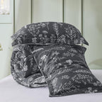 Bedsure Queen Comforter Set - Dark Grey Bed Set, 3 Pieces Cute Floral Bedding, 1 Soft Reversible Botanical Flowers Comforter and 2 Pillow Shams