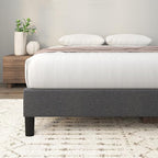 ZINUS Curtis Upholstered Platform Bed Frame, Mattress Foundation, Wood Slat Support, No Box Spring Needed, Eco Friendly WonderBox (TM) Packaging, Dark Grey, Queen