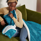 Bedsure GentleSoft Sherpa Fleece Blankets Queen Size for Bed - Thick and Warm Throw for Women and Men, Soft Fuzzy Plush Queen Blanket for Winter, Teal, 90x90 Inches