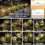 Anordsem Solar Lights Outdoor Decorative: Bendable Copper Wire with 120 LED Firework Beads - Waterproof DIY Warm Fun Decorating Yard Garden Patio - Christmas Gifts for Homeowner Over 30