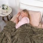 Tuddrom Decorative Extra Soft Faux Fur Blanket Queen Size 80" x 90",Solid Reversible Fuzzy Fluffy Cozy Plush Fleece Comfy Microfiber Fur Blanket for Couch Sofa Bed,Brown
