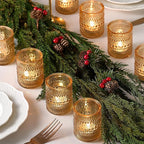 24 Pack Clear Glass Votive Candle Holders, Vintage Candle Holder for Floating Candle, Tealight Candle Holder for Table Centerpieces Home Bridal Shower Birthday Christmas Table Decoration (Amber)