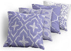 Ambesonne Vintage Throw Pillow Cushion Case Pack of 4, Monochrome Design Grid Trellis Quatrefoil Mesh and Dahlia Flowers Modern Print, Modern Accent Double-Sided Digital Printing, 20", Lavender White