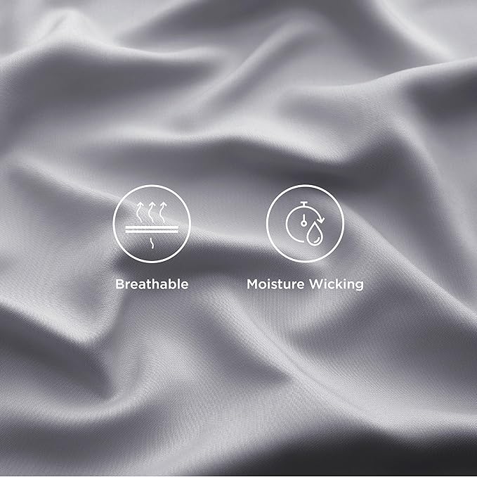 Bedsure King Size Sheet Set, Cooling Sheets King, Rayon Derived from Bamboo, Deep Pocket Up to 16", Breathable & Soft Bed Sheets, Hotel Luxury Silky Bedding Sheets & Pillowcases, Silver Grey