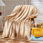 NEWCOSPLAY Super Soft King Blanket Brown Premium Silky Flannel Fleece Leaves Pattern Lightweight Bed Blanket All Season Use (Brown, King(90"x110"))
