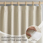 KangBang Pinch Pleated Blackout Curtains 63 Inch Length, Linen Textured Thermal Window Panels for Bedroom Kitchen,Small Window Black Out Drapes with Hooks, Natural Beige, 42Wx63L, 2 Panels