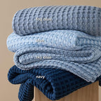 Bedsure Cooling Cotton Waffle Twin XL Blanket - Lightweight Breathable Blanket of Rayon Derived from Bamboo for Hot Sleepers, Luxury Throws for Bed, Couch and Sofa, Sky Blue, 66x90 Inches