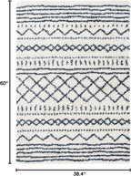 SAFAVIEH Arizona Shag Collection Accent Rug - 3'2" x 5', Ivory & Slate, Moroccan Design, Non-Shedding & Easy Care, 1.6-inch Thick Ideal for High Traffic Areas in Foyer, Living Room, Bedroom (ASG741M)