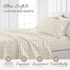 Linen Market Double-Brushed Patterned Microfiber California King Sheet Set 4 Piece – Oeko-TEX Certified Ultra Soft & Wrinkle-Free - 16" Deep Pocket Sheets Easy Care Cal-King Size - Aztec Dreams Coral