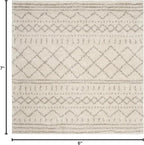 SAFAVIEH Arizona Shag Collection Area Rug - 6'7" Square, Ivory & Beige, Moroccan Design, Non-Shedding & Easy Care, 1.6-inch Thick Ideal for High Traffic Areas in Living Room, Bedroom (ASG741A)