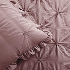 Lush Decor Ravello Pintuck Ruffle Skirt Bedspread Set - Luxe 3 Piece Ruffled Bedding Set - Traditional Glam & Farmhouse Inspired Bedroom Decor - Queen, Woodrose