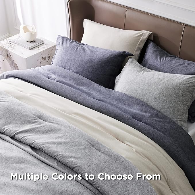 Bedsure King Size Comforter Set - Denim Grey King Comforter Set, Soft Bedding for All Seasons, Cationic Dyed Bedding Set, 3 Pieces, 1 Comforter (104"x90") and 2 Pillow Shams (20"x36"+2")