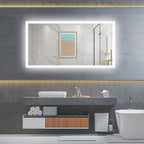 Wall-Mounted LED Square Bathroom Mirror, Makeup Mirror (40 inches x 24 inches,) 3 Color Dimming Bathroom Vanity Mirror with Lights Smart Mirror with Touch