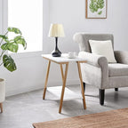 Leick Home 214312 Empiria Narrow Side Table with Shelf and Metal Frame, Wood End Table for Living Room Bedroom, White