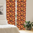 Ambesonne Fall Curtains, Happy Autumnal Colors with Birds in Nests Cartoon Illustration Print, Window Treatments 2 Panel Set for Living Room Bedroom, Pair of - 28" x 95", Cinnamon Amber and Orange