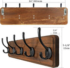 WEBI Coat Rack Wall Mount,Coat Hooks Wall Mounted,16" Hole to Hole,Rustic Large Coat Hanger Wall Hook Rack,5 Hooks for Hanging Coats,Hats,Jacket,Clothes,2 Packs