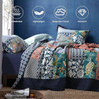 Secgo California King Quilt Size - 100% Cotton Oversized California Comforter Set Bedding Sets (120 * 110 Inch) with 2 Pillow Shams, Patchwork Reversible Lightweight Bedspread