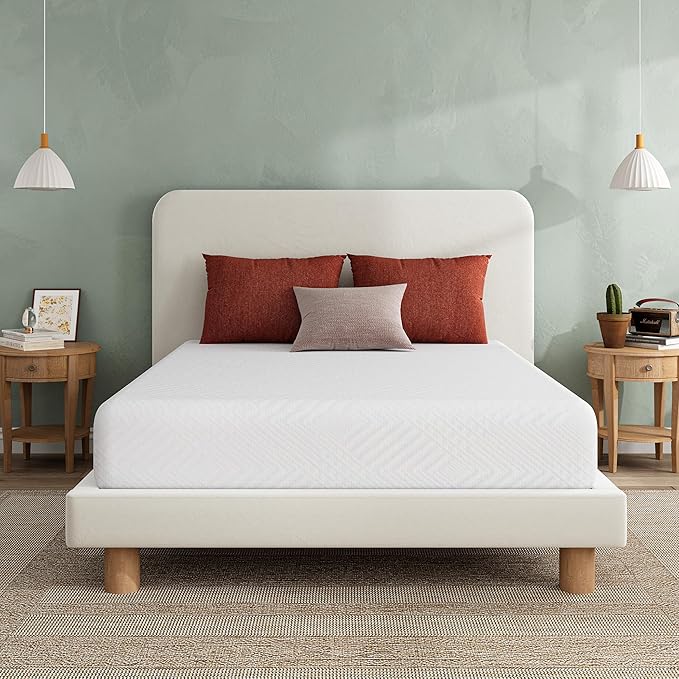 EGO White 5 Inch Twin Memory Foam, Gel Green Tea Bed in a Box, CertiPUR-US Certified, Kids Mattress for Bunk Bed, 36"×73", Medium Firm