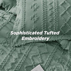 Bedsure Tufted Boho Comforter Set Full Size - Green Boho Bed Set, GentleSoft™ 3 Pieces Farmhouse Shabby Chic Embroidery Bedding, Gifts for Woman, Soft Jacquard Full Comforter for All Seasons