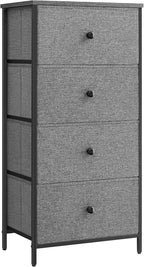 SONGMICS Dresser for Bedroom, Fabric Dresser with 4 Drawers, Metal Frame, Small Chest of Drawers, Gray and Black with Wood Grain ULTS314G22
