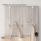 Umbra Estique Over The Door Coat Rack & Multi-Use Organizer, for Coats, Bags, Hats & More, Small, White/Natural (Pack of 3)