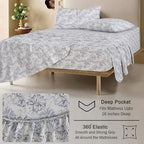 RUVANTI Flannel Sheets Full Size - 100% Cotton Double Brushed Bed Sheets Set, Deep Pockets 16 Inches, All Seasons Breathable & Extra Soft Full Sheets, Warm & Cozy, 4 Piece, Pacific