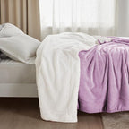 Bedsure GentleSoft Sherpa Fleece Blankets King Size for Bed - Thick and Warm Throw for Girls and Women, Soft Fuzzy Plush King Blanket for Winter, Lilac, 108x90 Inches