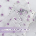 MYSKY HOME Purple Curtains for Girls Bedroom 90 Inch Long White Sheer Curtains with Lilac Pom Pom for Living Room Nursery Curtains 2 Panels Light Filtering Rod Pocket Semi Window Drapes 52 x 90 inch