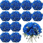 Geosar 16 Bundles Artificial Peonies Flowers Fake Silk Peony Bouquet Faux Peonies Flowers Bulk for Decoration Vase Floral Arrangements Wedding Party Table (Royal Blue)