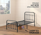Golden Gate Beds Vintage Wrought Iron Bed Frame with Classic Metal Platform Base, Headboard and Footboard, No Box Spring Needed, Easy Assembly, Mattress Base, Noise-Free, Sleek Black Finish, Twin Size