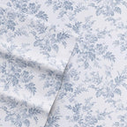 Laura Ashley - Flannel Sheets Full Size, Anti-Pilling & Wrinkle Resistant Cotton, Touchably Soft for All-Season Comfort - Bed Sheets with Matching Pillowcases & Fitted Sheet (Vanessa Blue)