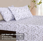 RUVANTI Flannel Sheets Queen Size - 100% Cotton Double Brushed Bed Sheets, Deep Pockets 16 Inches Queen Sheet Set, All Seasons Breathable & Extra Soft - Warm & Cozy, 4 Piece, Vintage Flora
