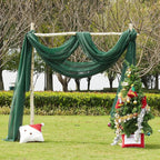 NICETOWN Sante Green Decorative Window Scarfs for Christmans, Voile Sheer Curtains Flexible Valances Bed Canopy for Thanksgiving Day, Set of 2, W60 x L216