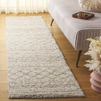 SAFAVIEH Arizona Shag Collection Runner Rug - 2'3" x 22', Ivory & Beige, Moroccan Design, Non-Shedding & Easy Care, 1.6-inch Thick Ideal for High Traffic Areas in Living Room, Bedroom (ASG741A)