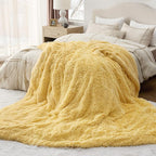 Bedsure GentleSoft Fluffy Yellow King Size Blanket for Bed, Thick Soft Sherpa Faux Fur Fleece Bedding Fuzzy Plush Winter Warm Heavy Big Large King Blanket, Cozy Yellow Gifts for Men Women, 108x90