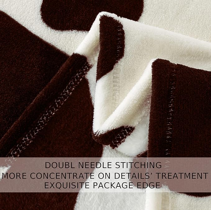 Flannel Cow Print Blanket Twin Size - Premium Lightweight Anti-Static Super Soft Cow Blankets for Twin/Twin XL Extra Long Bed,Winter Warm Cow Print Throw Blanket 66" x 90"(Brown Cow)