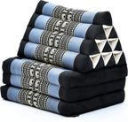 Leewadee - Comfortable Japanese Floor Mattress - Thai Floor Bed with Triangle Cushion - Futon Mattress - Thai Massage Mat, 67 x 21 inches, Blue, Kapok Filling