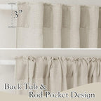 RYB HOME Sheer Curtains 63 inches - Solid Linen Texture Window Shades, Back Tab Hanging Light Airy Privacy Sheer for Bedroom Living Room Cafe, Angora, W 52 x L 63 Long, 1 Pair