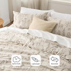 Bedsure Twin/Twin XL Comforter Set - Beige Bed Set, 2 Pieces Cute Floral Bedding, 1 Soft Botanical Flowers Comforter and 1 Pillow Shams