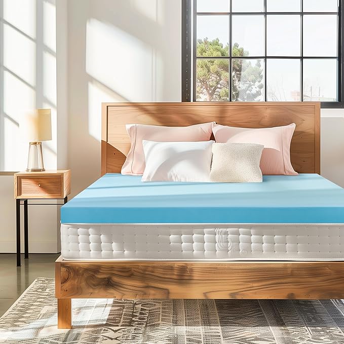 Subrtex Mattress Topper, Memory Foam Mattress Topper, Gel-Infused Memory Foam Topper for Side Stomach Sleepers, Breathable Bed Toppers (4 Inch, Cal King)