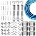 Globe String Light Suspension Kit, Outdoor Light Guide Wire, Vinyl Coated Stainless Steel Steel Cable，Include 150ft Transparent PVC and 304 Stainless Steel Wire Cable, Turnbuckle and Hooks