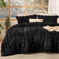 Bedsure Tufted Boho Comforter Set Oversized Queen - Black Boho Bed Set, GentleSoft™ 3 Pieces Farmhouse Shabby Chic Embroidery Bedding, Gifts for Woman, Soft Jacquard Comforter for All Seasons